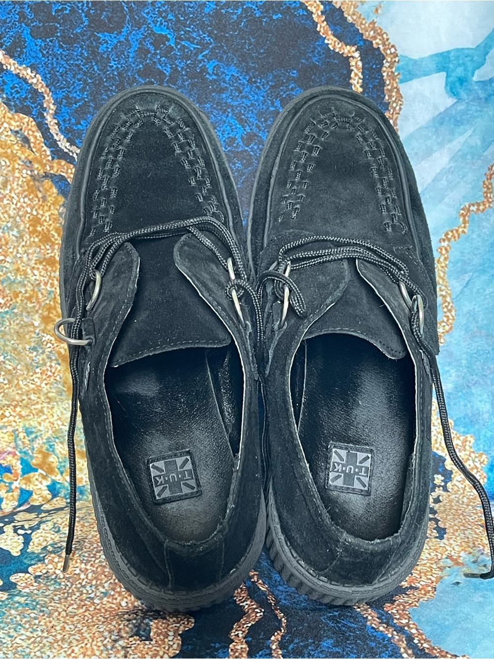 T.U.K. Unisex Black Creepers Platform Shoes D-Ring Lace Gothic Punk size W11-M9 - Picture 15 of 15